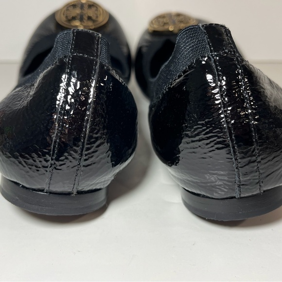 Tory Burch Black Patent Leather Caroline Logo Ballet Flats - Picture 3 of 16